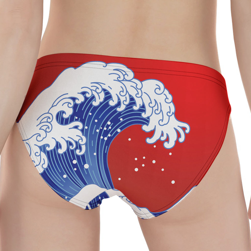 Red Sun Japanese Wave Print Women's Panties