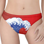 Red Sun Japanese Wave Print Women's Thong