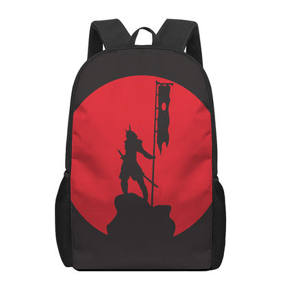 Red Sun Samurai Print 17 Inch Backpack