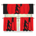Red Sun Samurai Print 3 Piece Kitchen Curtains