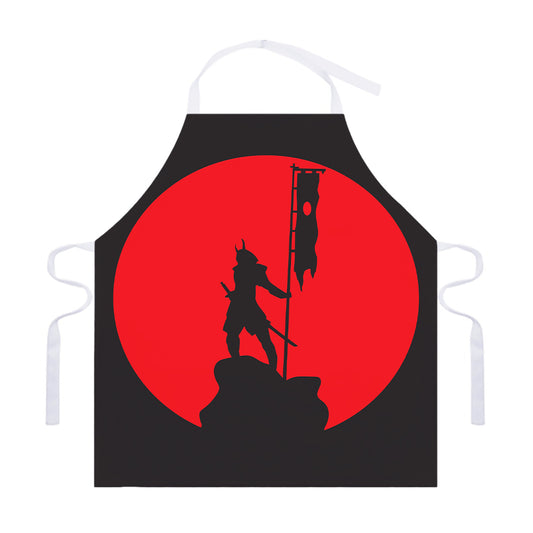 Red Sun Samurai Print Adjustable Apron