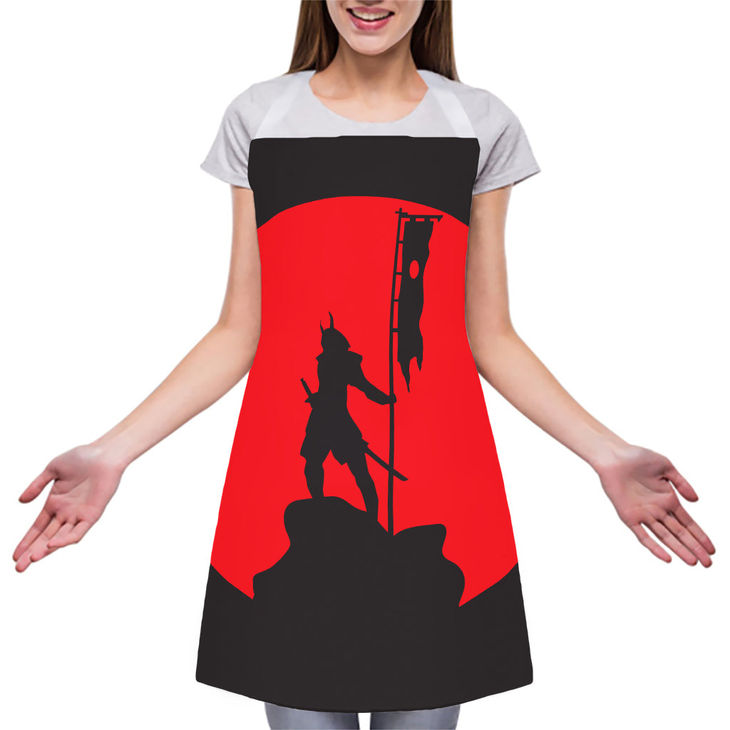 Red Sun Samurai Print Adjustable Apron