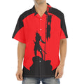 Red Sun Samurai Print Aloha Shirt