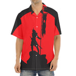 Red Sun Samurai Print Aloha Shirt