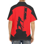 Red Sun Samurai Print Aloha Shirt