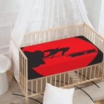 Red Sun Samurai Print Baby Crib Sheet