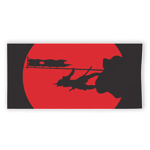 Red Sun Samurai Print Beach Towel