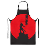 Red Sun Samurai Print Bib Apron With Pocket