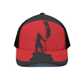 Red Sun Samurai Print Black Mesh Trucker Hat