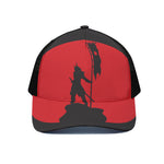 Red Sun Samurai Print Black Mesh Trucker Cap