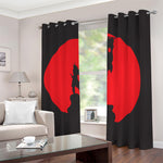 Red Sun Samurai Print Blackout Grommet Curtains