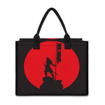 Red Sun Samurai Print Canvas Tote Bag