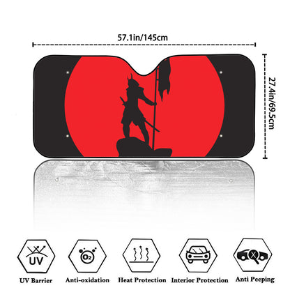 Red Sun Samurai Print Car Windshield Sun Shade