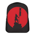 Red Sun Samurai Print Casual Backpack