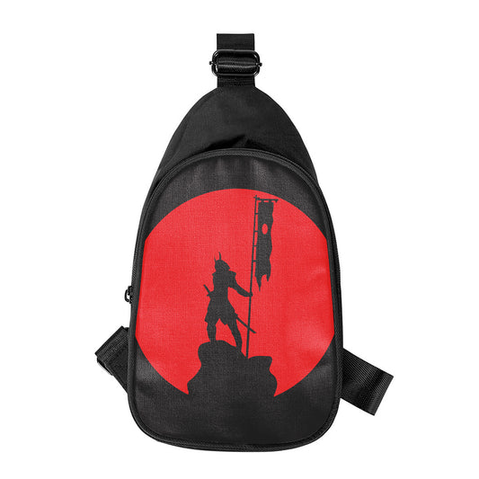 Red Sun Samurai Print Chest Bag