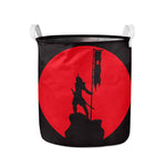 Red Sun Samurai Print Collapsible Laundry Basket