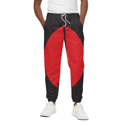 Red Sun Samurai Print Cotton Pants