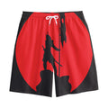 Red Sun Samurai Print Cotton Shorts
