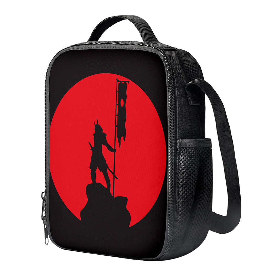 Red Sun Samurai Print Crossbody Lunch Bag
