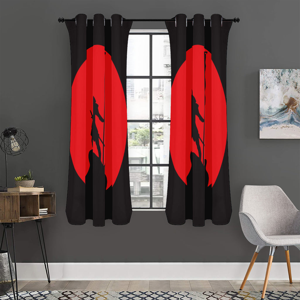 Red Sun Samurai Print Curtain