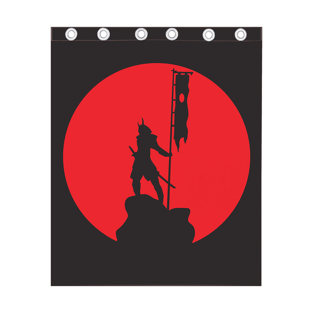 Red Sun Samurai Print Curtain