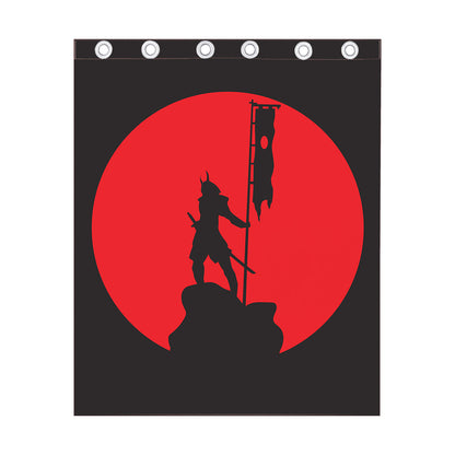 Red Sun Samurai Print Curtain