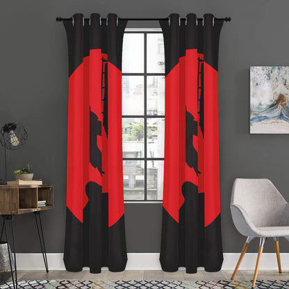 Red Sun Samurai Print Curtain
