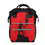 Red Sun Samurai Print Diaper Bag