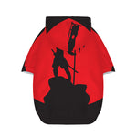 Red Sun Samurai Print Dog Zip Up Hoodie