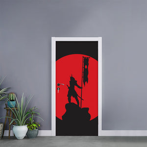 Red Sun Samurai Print Door Sticker