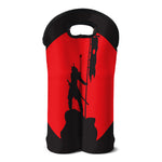 Red Sun Samurai Print Double Neoprene Wine Tote