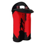 Red Sun Samurai Print Double Neoprene Wine Tote