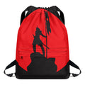 Red Sun Samurai Print Drawstring Backpack