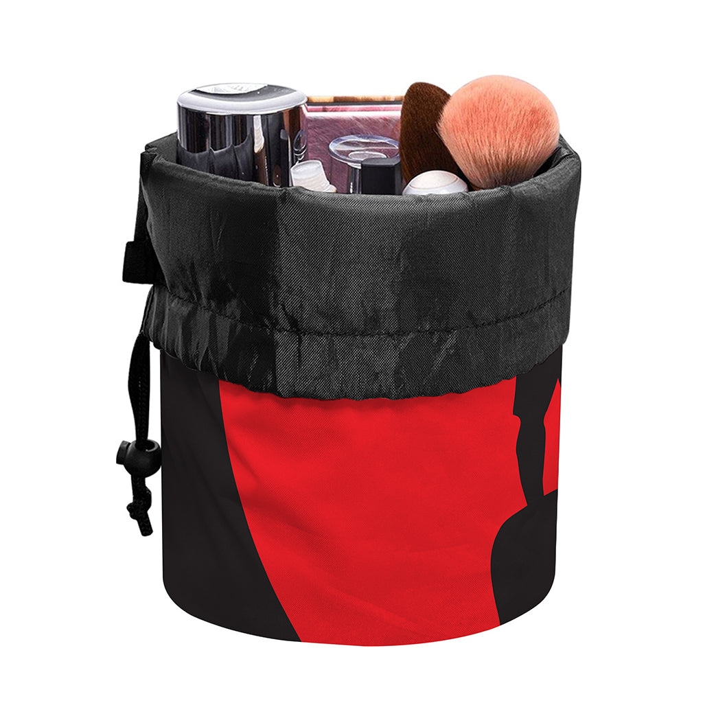 Red Sun Samurai Print Drawstring Makeup Bag