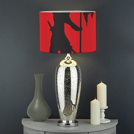 Red Sun Samurai Print Drum Lamp Shade