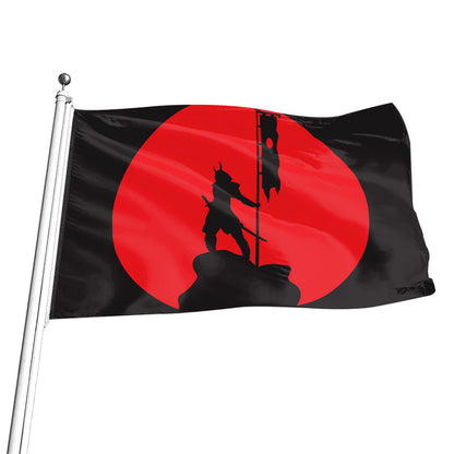Red Sun Samurai Print Flag