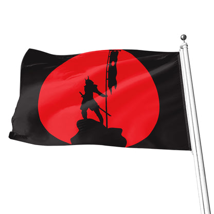 Red Sun Samurai Print Flag