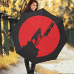 Red Sun Samurai Print Foldable Umbrella