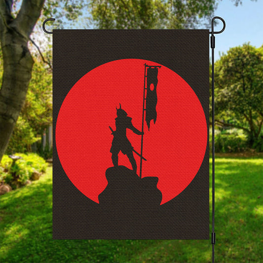 Red Sun Samurai Print Garden Flag