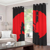 Red Sun Samurai Print Grommet Curtains