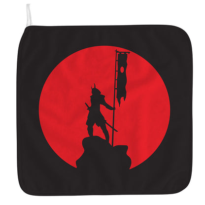 Red Sun Samurai Print Hand Towel