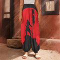 Red Sun Samurai Print Harem Pants