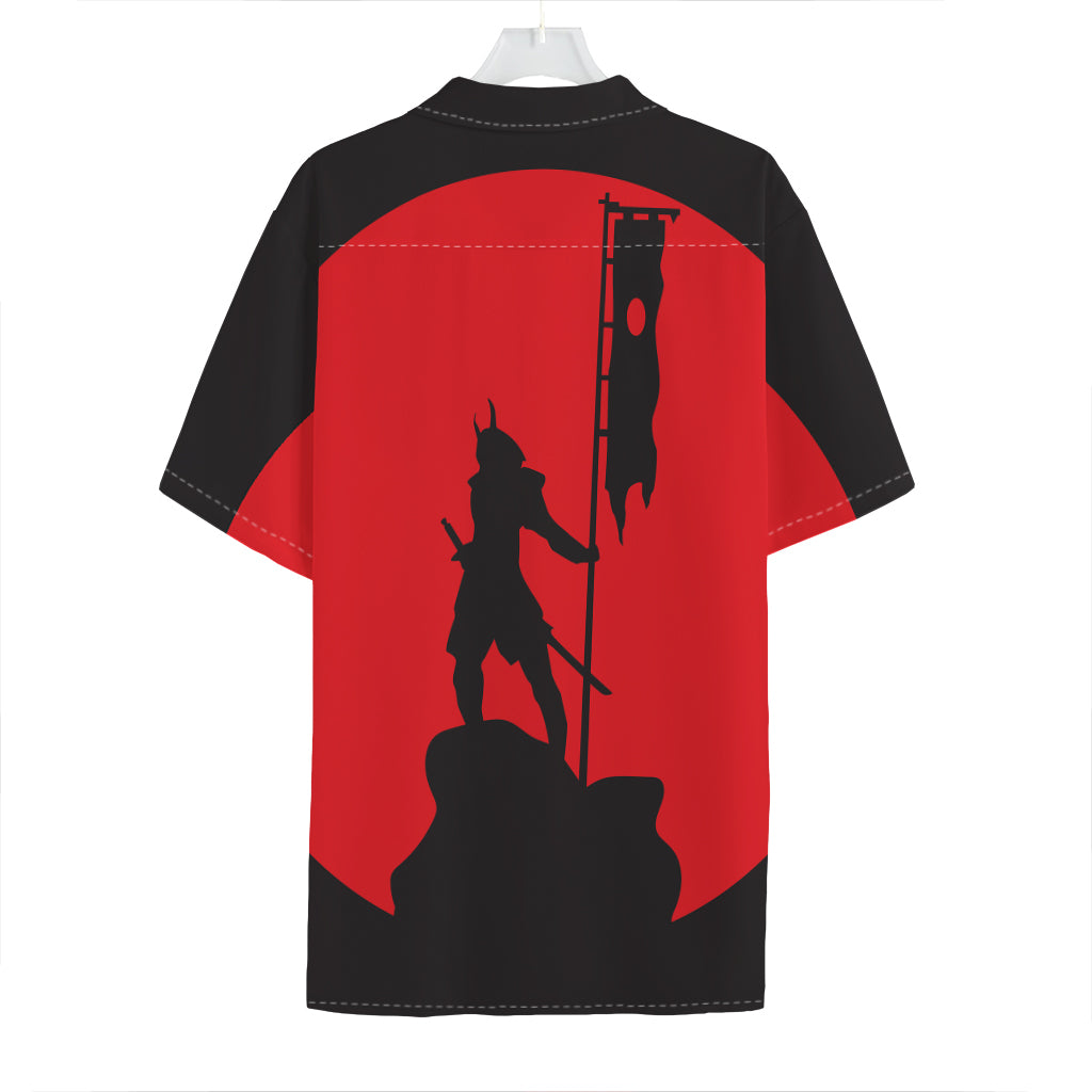Red Sun Samurai Print Hawaiian Shirt