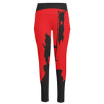 Red Sun Samurai Print High-Waisted Pocket Leggings
