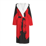 Red Sun Samurai Print Hooded Bathrobe