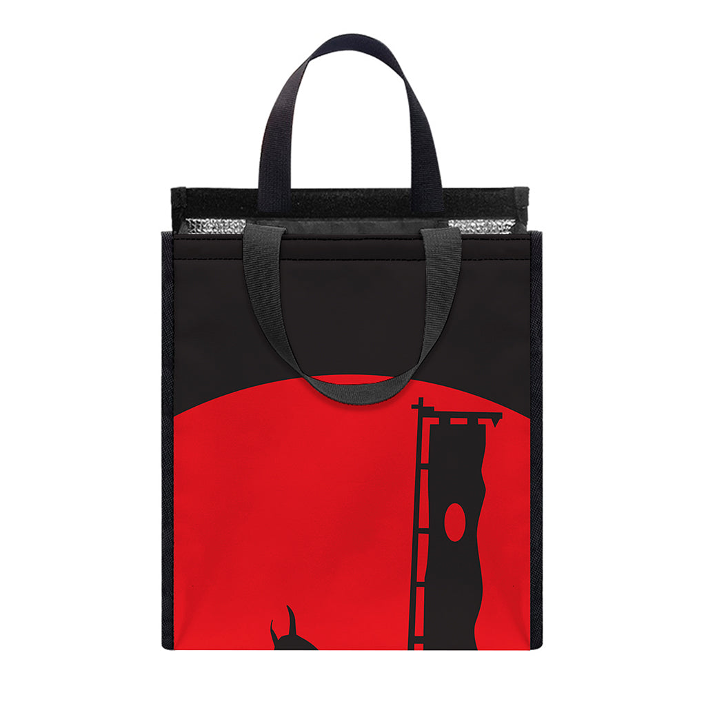 Red Sun Samurai Print Insulated Lunch Tote