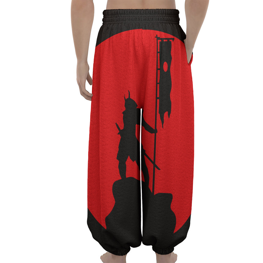 Red Sun Samurai Print Lantern Pants