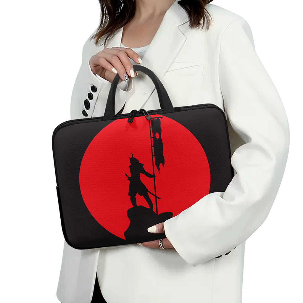 Red Sun Samurai Print Laptop Sleeve With Handle