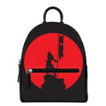 Red Sun Samurai Print Leather Backpack