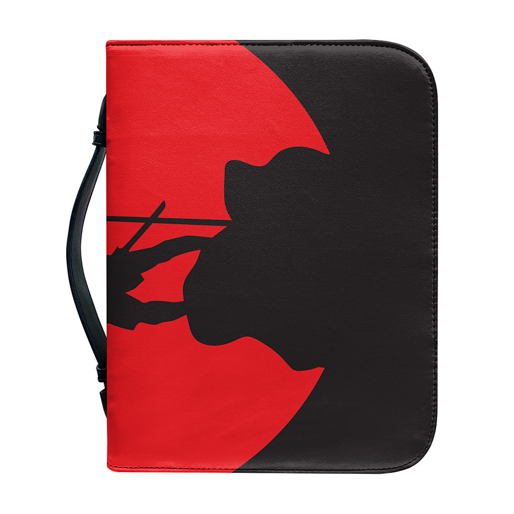 Red Sun Samurai Print Leather Bible Cover